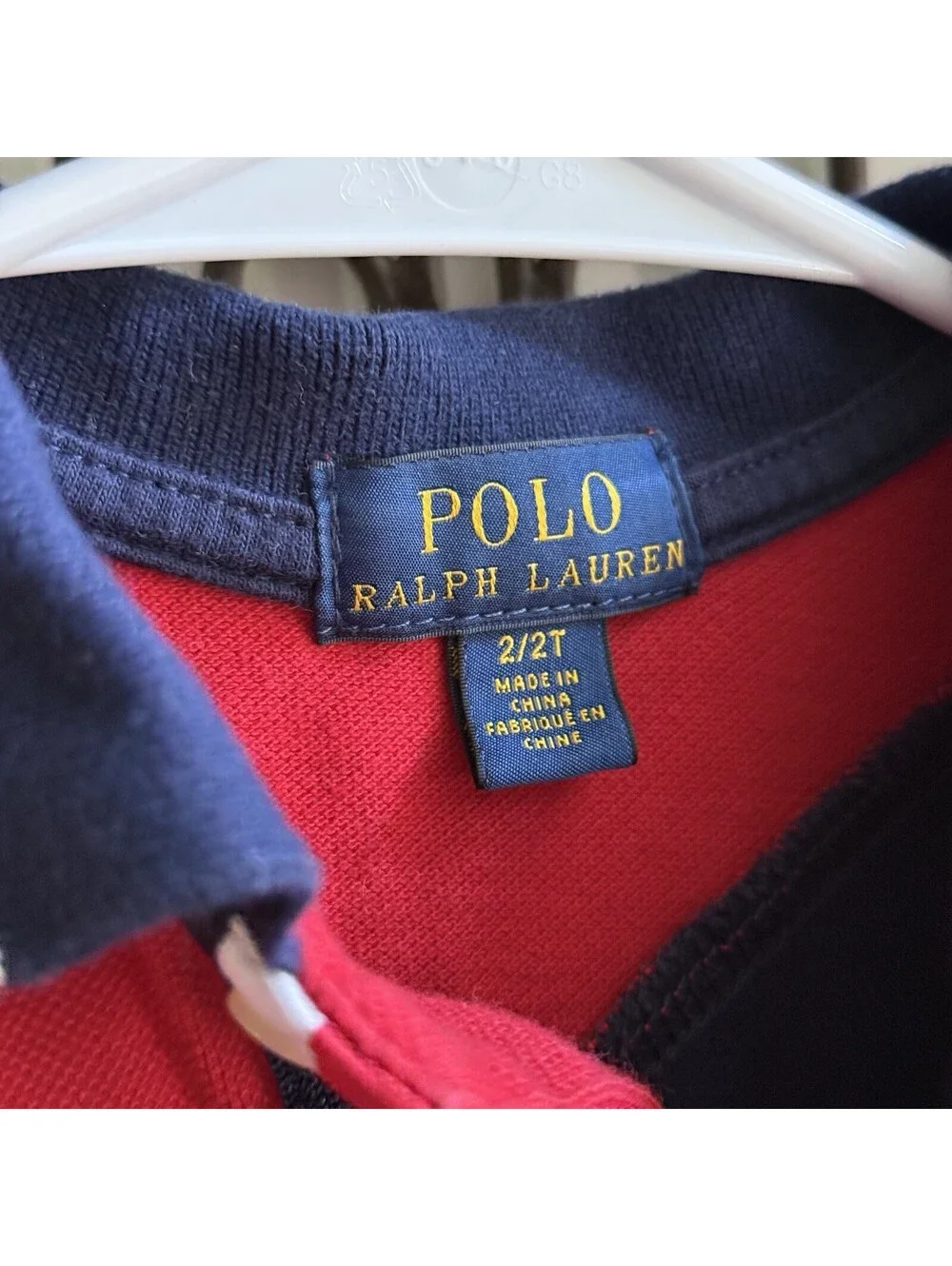 Polo Ralph Lauren Boys 2T Big Pony USA Flag Colorblock Polo Shirt Red White Blue